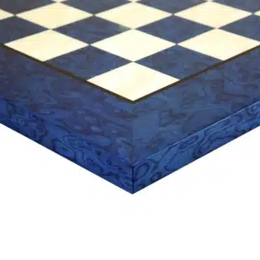Ensemble Renaissance Haut de Gamme Echiquier en Bois d'Erable Laqué Bleu & Jeu d'Echecs en Métal Peint à la Main – Image 10