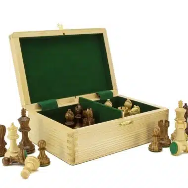 Ensemble Fierce Knight Brun Echiquier en Bois de Noyer et d'Erable, Jeu d'Echecs en Bois de rose et Coffret de Rangement en Bois de Buis – Image 6