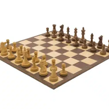 Ensemble Commandement complet avec pièces en bois de rose sur échiquier pliable noyer et érable