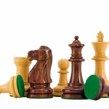 Ensemble "Supreme" Echiquier en Bois de Rose, Jeu d'Echecs en Bois de Rose et de Buis & Coffret de Rangement en Placage de Racine
