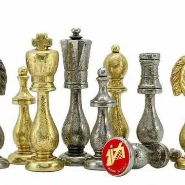 Jeu d'Echecs en Métal Plaqué Or et Argent "Arabic Style"