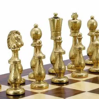 Jeu d'Echecs en Métal Plaqué Or et Argent "Arabic Style"