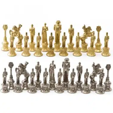 Ensemble Napoleon Echiquier en Similicuir & Jeu d'Echecs en Métal Massif – Image 8