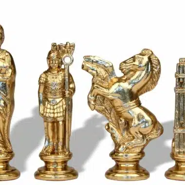 Ensemble César II Echiquier sur Pied en Bois de Bruyère & Jeu d'Echecs en Métal Massif – Image 3