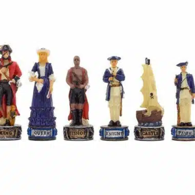 Ensemble Pirates III Echiquier en Similicuir et Jeu d'Echecs en Résine Peint à la Main – Image 7