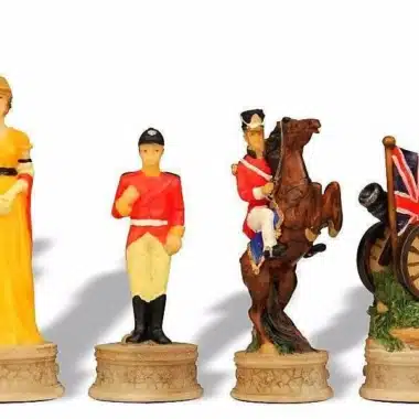 Ensemble Bataille de Waterloo II Echiquier en Bois de Rose avec Tiroir de Rangement & Jeu d'Echecs en Résine Peint à la Main – Image 5