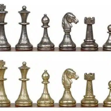 Ensemble Arabesque Echiquier en Bois avec Tiroir de Rangement et Jeu d'Echecs Staunton en Metal – Image 6