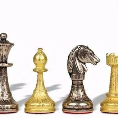 Ensemble Arabesque Echiquier en Bois avec Tiroir de Rangement et Jeu d'Echecs Staunton en Metal – Image 5