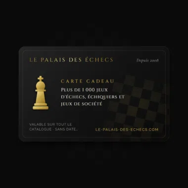 Carte cadeau Le Palais des Échecs, roi doré sur fond noir