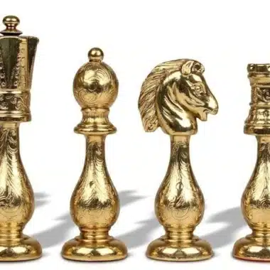 Grand Jeu d'Echecs en Métal &  Échiquier en Cuir Véritable avec Tiroir de Rangement – Image 5