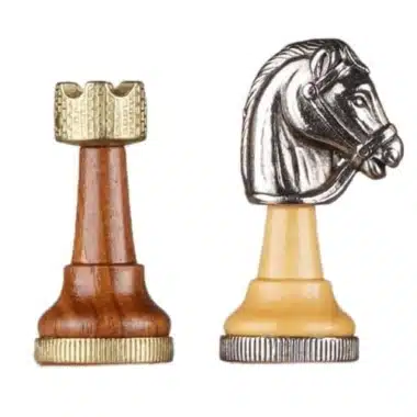 Jeu d'Échecs Classique - Échiquier et Backgammon à Rangement en Similicuir & Pièces en Bois et Métal – Image 9