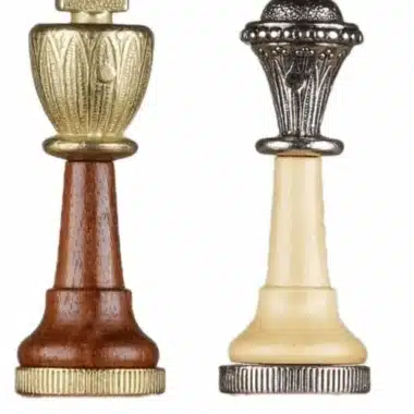 Jeu d'Échecs Classique - Échiquier et Backgammon à Rangement en Similicuir & Pièces en Bois et Métal – Image 8