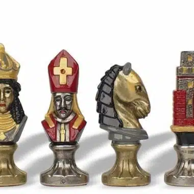 Jeu d'Échecs Moncada - Échiquier, Backgammon et Jeu de Dames en Similicuir & Pièces en Métal Peintes à la Main – Image 7