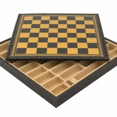 Jeu d'Échecs Contemporain - Échiquier et Backgammon à Rangement en Similicuir  & Pièces en Laiton – Image 17