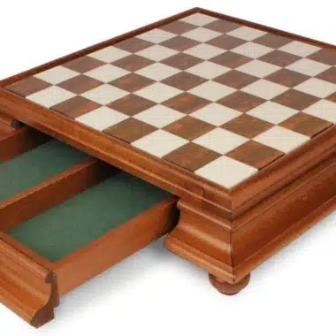Jeu d'Échecs Grand Oriental Noir et Blanc - Échiquier en Bois et Albâtre de Toscane avec Tiroir & Pièces en Bois et Laiton Massif – Image 8