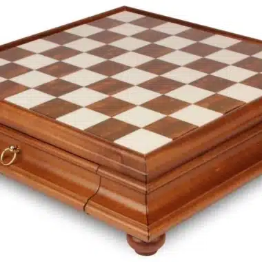Jeu d'Échecs Arabesque - Échiquier en Bois et Albâtre de Toscane avec Tiroir & Pièces en Métal Plaqué or – Image 15
