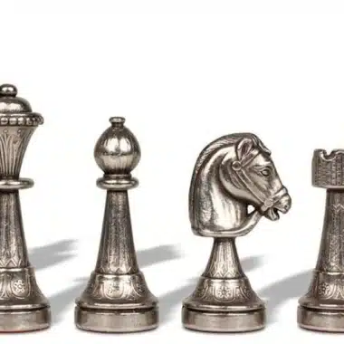 Jeu d'Échecs Staunton - Échiquier en Bois et Albâtre avec Rangement Intégré & Pièces en Métal – Image 7