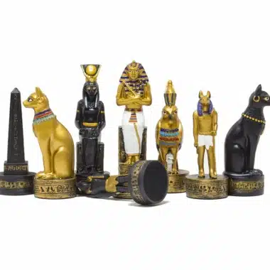 Alternative view of Jeu d'Echecs Égypte Ancienne en Résine &  Échiquier en Similicuir avec Compartiment de Rangement