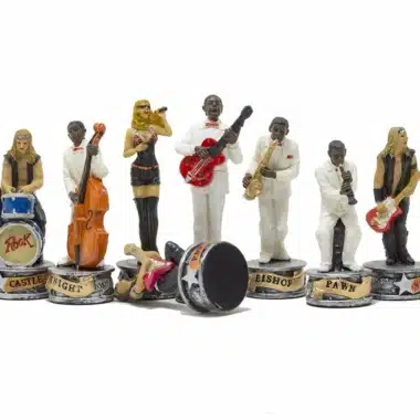 Jeu d'Échecs Jazz vs Rock - Échiquier en Similicuir & Pièces en Résine – Image 3