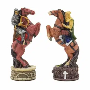 Cavaliers d'échecs Robin des Bois à cheval cabré face à face