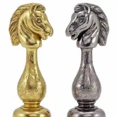 Jeu d'Échecs Arabesque - Échiquier en Bois et Albâtre de Toscane avec Tiroir & Pièces en Métal Plaqué or – Image 11