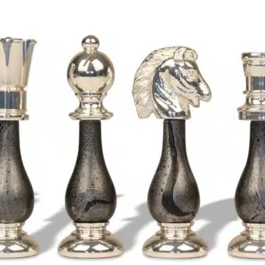 Jeu d'Échecs Luxe en Laiton Massif plaqué Or et Argent et Bois Laqué avec Échiquier en Érable de Bruyère - Roi 10 cm – Image 4