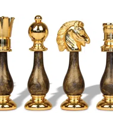Jeu d'Échecs Luxe en Laiton Massif plaqué Or et Argent et Bois Laqué avec Échiquier en Érable de Bruyère - Roi 10 cm – Image 5