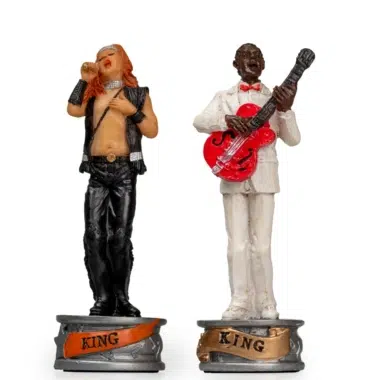 Jeu d'Échecs Jazz vs Rock - Échiquier en similicuir & Pièces en résine