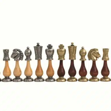 Jeu d'Echecs Arabesque - Échiquier & Jeu de Dames en Similicuir avec compartiment de rangement & Jeu d'Échecs en Métal et Bois – Image 3