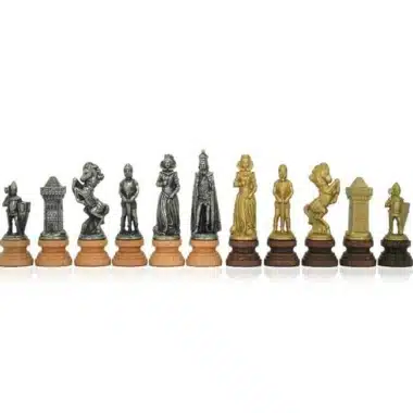 Jeu d'Echecs Mary Stuart - Échiquier sur Pied effet Laiton avec Cadre en Bois & Jeu d'Échecs en Métal et Bois – Image 3