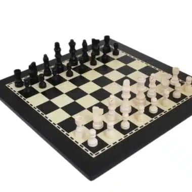 Ensemble complet jeu d'échecs Staunton et échiquier en bois noir et clair