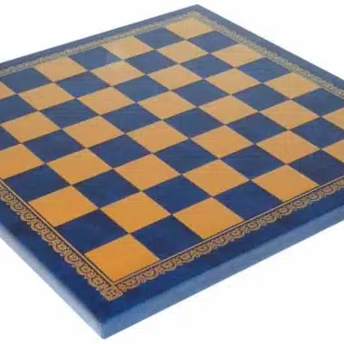 Jeu d'Echecs en Résine Mythologie Grecque : La Bataille de Troie et Échiquier en Similicuir Doré et Bleu – Image 9