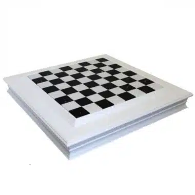 Grand Jeu d'Echecs en Bois et Métal Noir et Blanc & Échiquier en Marbre et Bois Laqué avec Rangement – Image 4