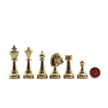 Jeu d'Echecs Fleuri - Échiquier en Bois de Bruyère Noir et Rouge Brillant & Jeu d'Échecs en Métal Plaqué Or et Argrent – Image 7