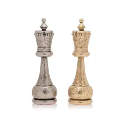 Grand Jeu d'Echecs Staunton en Metal et Echiquier en Similicuir Ancienne Carte du Monde – Image 6