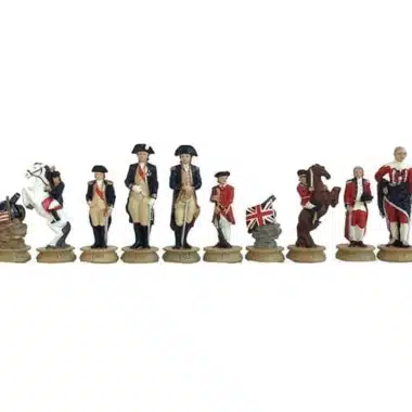 Jeu d'Echecs Révolution Américaine en Etain et Échiquier en Similicuir – Image 6