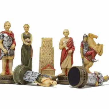 Jeu d'Echecs Romains vs Gladiateurs en Résine et Échiquier en Similicuir avec Compartiment de Rangement – Image 3