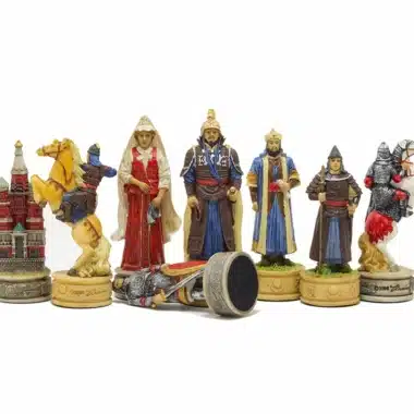 Alternative view of Jeu d'Echecs Domination Mongole sur la Russie en Résine et Échiquier en Similicuir