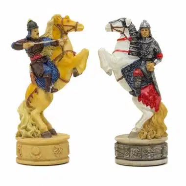 Jeu d'Echecs Domination Mongole sur la Russie en Résine et Échiquier en Similicuir – Image 5