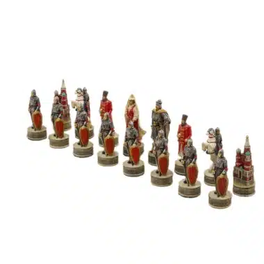 Jeu d'Echecs Invasion Mongole de la Rus' de Kiev en Résine & Échiquier en Similicuir avec Compartiment de Rangement – Image 8