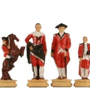 Jeu d'Echecs Révolution Américaine en Etain et Échiquier en Similicuir – Image 3