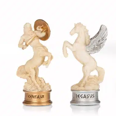 Figurines Centaure doré et Pégase argenté, cavaliers du jeu d'échecs