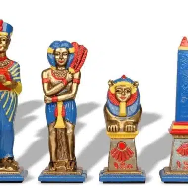 Jeu d'Echecs Égypte en Métal Peint à la Main et Échiquier en Bois – Image 5
