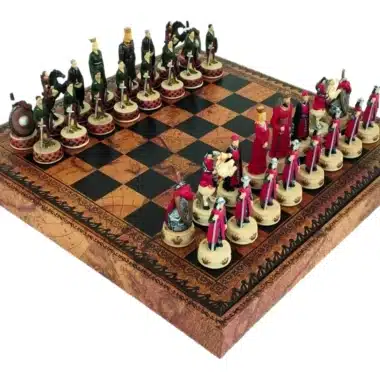 Jeu d'échecs Guerres d'Indépendance de l'Écosse sur échiquier en similicuir