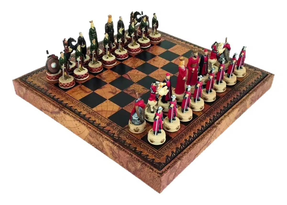 Jeu d'échecs Guerres d'Indépendance de l'Écosse sur échiquier en similicuir