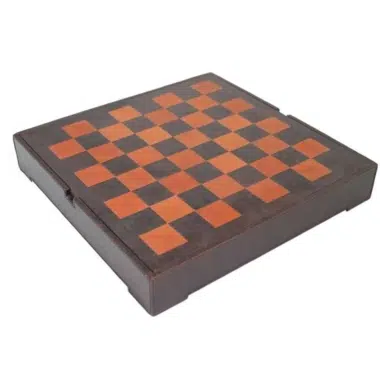 Jeu d'Echecs en Bois d'Acacia et Echiquier en Cuir Véritable avec Rangement – Image 3