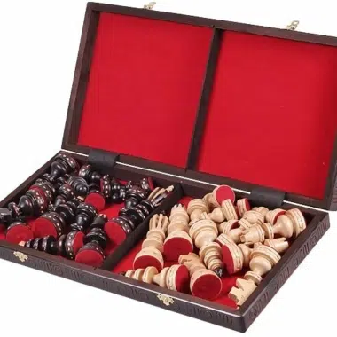 Grand Jeu d'Echecs et Echiquier Pliable en Bois avec Rangement – Image 2