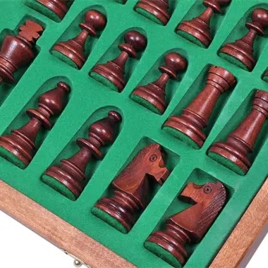 Echiquier Pliant et Jeu d'Echecs en Bois Taille 5 – Image 6