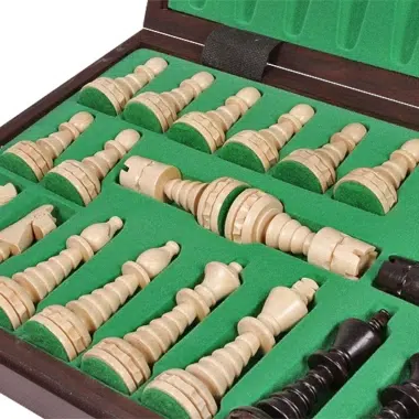 Grand Jeu d'Echecs et Echiquier Pliant en Bois avec Rangement – Image 6