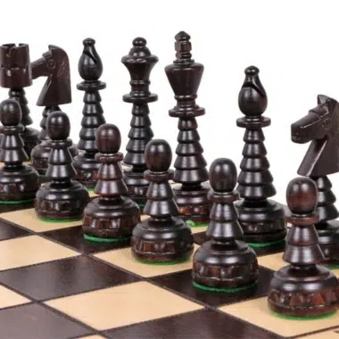 Grand Jeu d'Echecs et Echiquier Pliant en Bois avec Rangement – Image 3